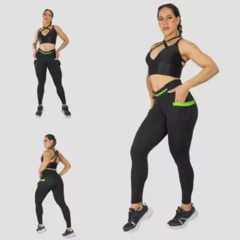 CONJUNTO MB LEGGING DE ALTA COMPRESSÃO COM BOLSO GREEN BALONÊ EXCLUSIVO