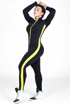 Macacão feminino suplex Jetlight Preto Amarelo na internet