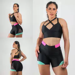 CONJUNTO MB SHORT COM TELA DE ALTA COMPRESSÃO PINK AND BLUE EXCLUSIVO