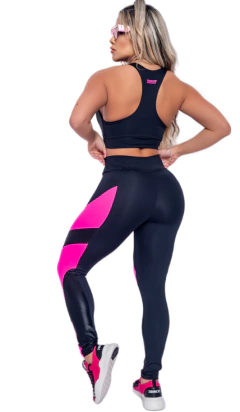 Conjunto Legging e Top Wave Preto e Pink - comprar online