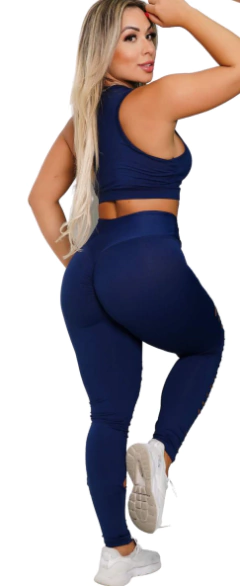 CONJUNTO FUSO EMPINA BUMBUM E CROPPED LASER RETO AZUL MARINHO - buy online