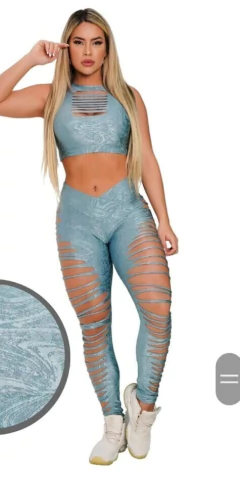 CONJUNTO CORTE LASER RETO CAVADO CIRRÊ TRABALHADO AZUL CELESTE on internet