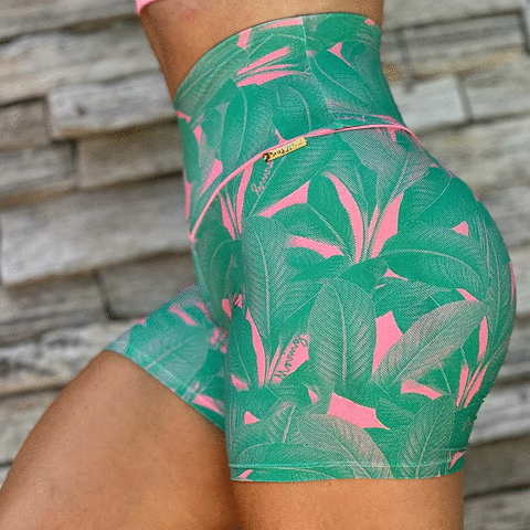 SHORT WALK EMPINA BUMBUM FOLHAGEM COMPOSÊ VERDE EXCLUSIVA