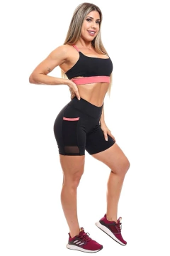 Conjunto Deli Preto com Coral