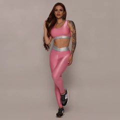 CONJUNTO TOP FIT COM LEGGING HIT GLOSSY ROSA CHICLETE na internet