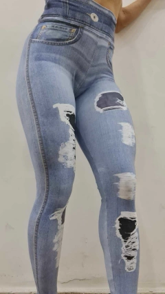 LEGGING FAKE JEANS DESTROYED
