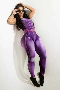 Imagem do Macacão Fitness Fake Jeans Dynamite