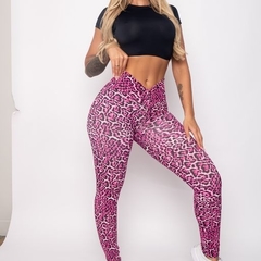 CONJUNTO CALÇA CÓS FRANZIR TOP STRAPPY MIMOSA ROSA COM BABY LOOK PRETA - MB Musa Fitness