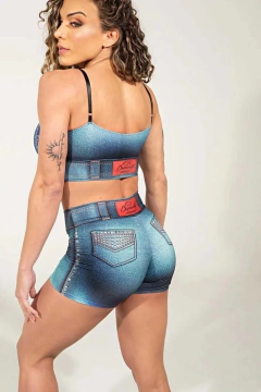 Conjunto Short Fitness Fake Jeans Dynamite en internet
