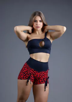 CONJUNTO SHORT ONÇA VARIAS CORES E TOP DE UM OMBRO EXCLUSIVO - MB Musa Fitness