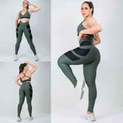 CONJUNTO MB LEGGING DE ALTA COMPRESSÃO VERDE MUSGO EXCLUSIVO