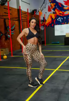 CONJUNTO COLMÉIA LEGGING ONÇA COM TOP BLACK