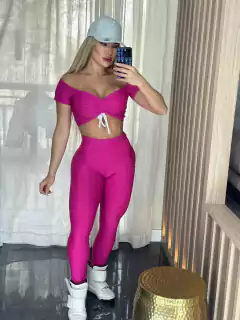 CONJUNTO LEGGING BROCADO LUXURY PINK COM CIGANINHA EXCLUSIVO
