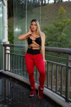 CONJUNTO POÁ VERMELHO TOP TRANÇADO EXCLUSIVO