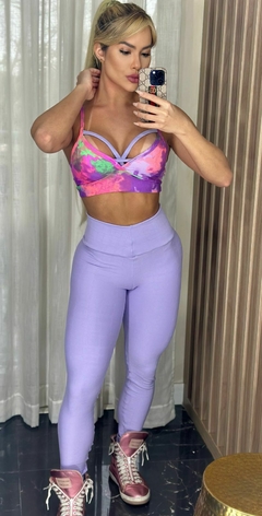 CONJUNTO LEGGING RELEVO LILÁS E TOP TIE DYE EXCLUSIVO