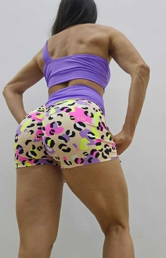 CONJUNTO SHORT ONÇA VARIAS CORES E TOP DE UM OMBRO EXCLUSIVO - loja online