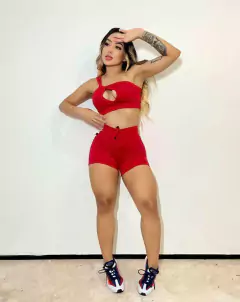 Imagem do CONJUNTO VÁRIAS CORES LISO SHORT CADARÇO E TOP UM OMBRO