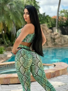 CONJUNTO SNAKE VERDE LEGGING EMPINA BUMBUM E TOP - comprar online
