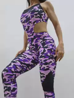 MACACÃO CAMUFLADO VIOLET COM DETALHES EM TELA na internet