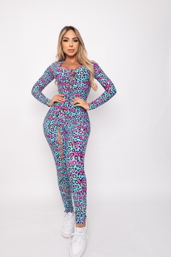 MACACÃO ILHÓS ONÇA TIFANNY COM LARANJA - comprar online