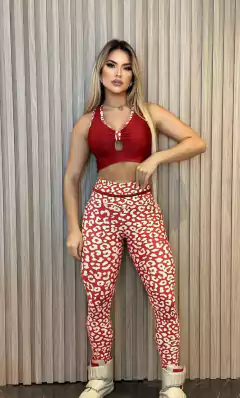 CONJUNTO VERMELHO LEGGING ONÇA COM TOP EM TRILOBAL EXCLUSIVO na internet