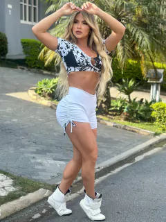 CONJUNTO SHORT BRANCO E PÁSSAROS BLACK EXCLUSIVO na internet