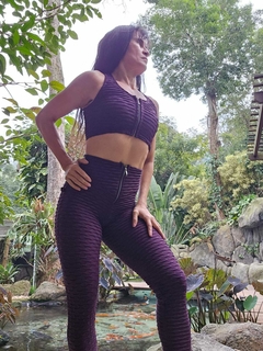CONJUNTO VÁRIAS CORES JACQUARD BROCADO LEGGING COMUM E CROPPED COM ZÍPER - online store