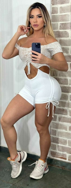 MACACÃO JACQUARD CIGANINHA SNAKE NUDE COM BRANCO EXCLUSIVO