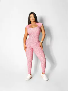 MACACÃO ONCINHA ROSABB DETALHE MANGUINHA ROSA EXCLUSIVO
