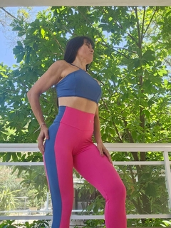 CONJUNTO KALYNE LEGGING PINK E TOP AZUL PETRÓLEO EXCLUSIVO