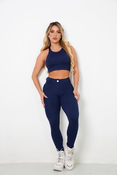 FUSO LEVANTA BUMBUM AZUL MARINHO COM BOLSINHO FRUFRU