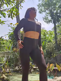 CONJUNTO LISO LEGGING TIRINHA NO CÓS COM CROPPED MANGA LONGA GOLA QUADRADA VÁRIAS CORES EXCLUSIVO - MB Musa Fitness