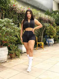 CONJUNTO JACQUARD SHORT E CROPPED COM ZÍPER FRONTAL VÁRIAS CORES EXCLUSIVO - comprar online