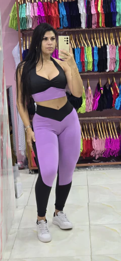 CONJUNTO VÁRIAS CORES LEGGING COM FAIXA FRONTAL E TOP COM FRANZIR NO BUSTO on internet