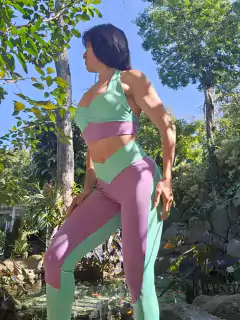 CONJUNTO VÁRIAS CORES LEGGING COM FAIXA FRONTAL E TOP COM FRANZIR NO BUSTO on internet