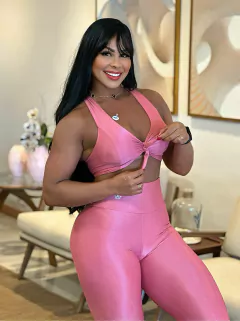 CONJUNTO FABIANA GLOSSY LEGGING E TOP COM FAIXA PRETA NAS COSTAS EXCLUSIVO en internet