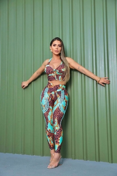 CONJUNTO ELEGANCE ONÇA COM TURQUESA EXCLUSIVO