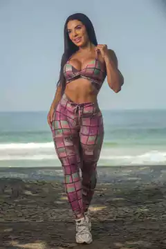 CONJUNTO QUADRICULADO LEGGING EMPINA BUMBUM E TOP EXCLUSIVO
