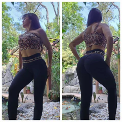 CONJUNTO LEGGING PRETA EMPINA BUMBUM E TOP ONÇA EXCLUSIVO - comprar online
