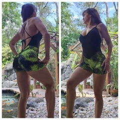 MACAQUINHO PRETO COM 3D TIE DYE VERDE EMPINA BUMBUM EXCLUSIVO