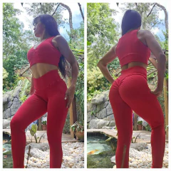 CONJUNTO JACQUARD RED LEGGING EMPINA BUMBUM E CROPPED EXCLUSIVO