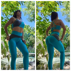 CONJUNTO MÁRICIA GLOSSY CALÇA BICOLOR EMPINA BUMBUM E TOP BICOLOR EXCLUSIVO - MB Musa Fitness