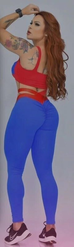 CONJUNTO HBBICOLOR AZUL COM VERMELHO LEGGING E TOP EXCLUSIVO - buy online