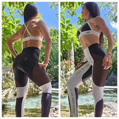 CONJUNTO PRETO COM BRANCO COM RECORTES EM TULE EXCLUSIVO