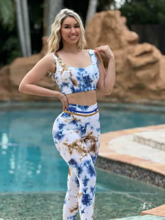 CONJUNTO MARMORIZADO TIE-DYE LEGGING EMPINA BUMBUM E TOP EXCLUSIVO