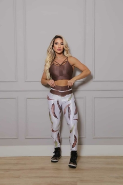 CONJUNTO LEGGING FOLHAS DO OUTONO TOP BROWN DETALHE NO BUSTO EXCLUSIVO
