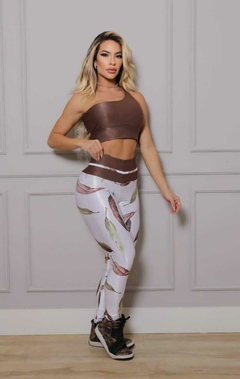CONJUNTO LEGGING FOLHAS DO OUTONO TOP BROWN UM OMBRO EXCLUSIVO na internet