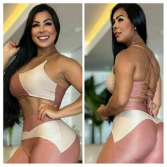 CONJUNTO MÁRICIA GLOSSY SHORT BICOLOR EMPINA BUMBUM E TOP BICOLOR EXCLUSIVO - online store