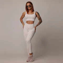 LEGGING EMPINA BUMBUM JACQUARD CROCHET CAPPUCCINO - MB Musa Fitness
