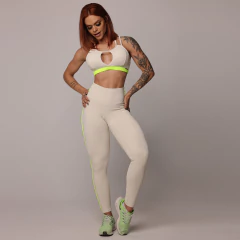CONJUNTO TOP FLORENÇA COM LEGGING JUMP COMUM JACQUARD FLUFFY CREAM
